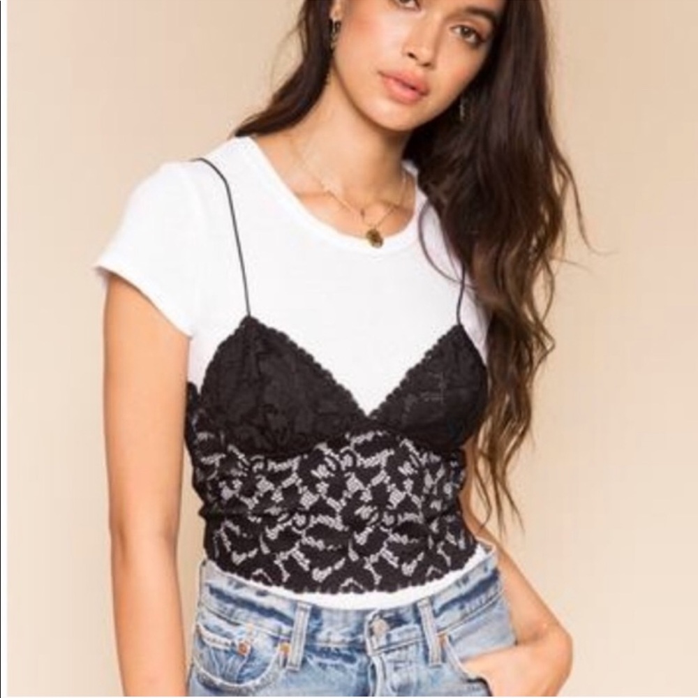NWOT Free People Black Lace Brami Bralette size M - Picture 2 of 8